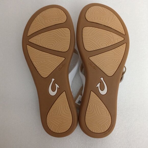 Olukai Honu Women's Leather Sandals in White and Tan Sz 8 - Picture 4 of 4